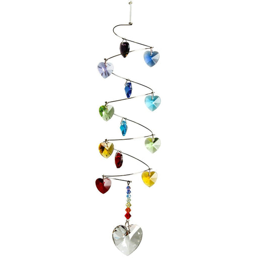 Woodstock Chimes : Crystal Spiral Suncatcher with Rainbow Hearts -