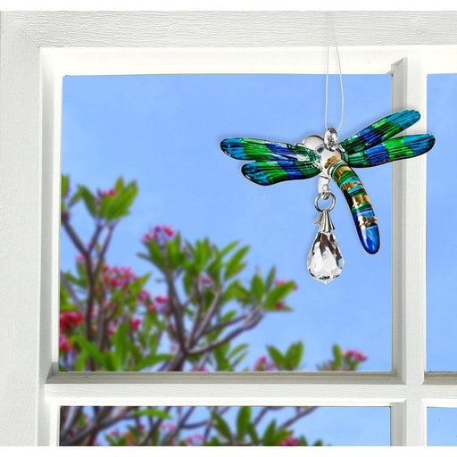 Woodstock Chimes : Fantasy Glass Suncatcher - Dragonfly, Peacock -