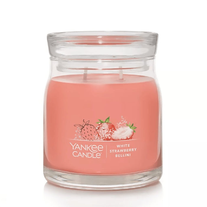Yankee Candle : Signature Medium Jar Candle in White Strawberry Bellini -