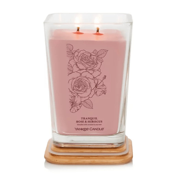 Yankee Candle : Well Living Collection - Large Square Candle in Tranquil Rose & Hibiscus -