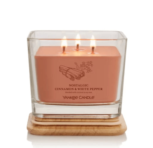 Yankee Candle : Well Living Collection - Medium Square Candle in Nostalgic Cinnamon & White Pepper -