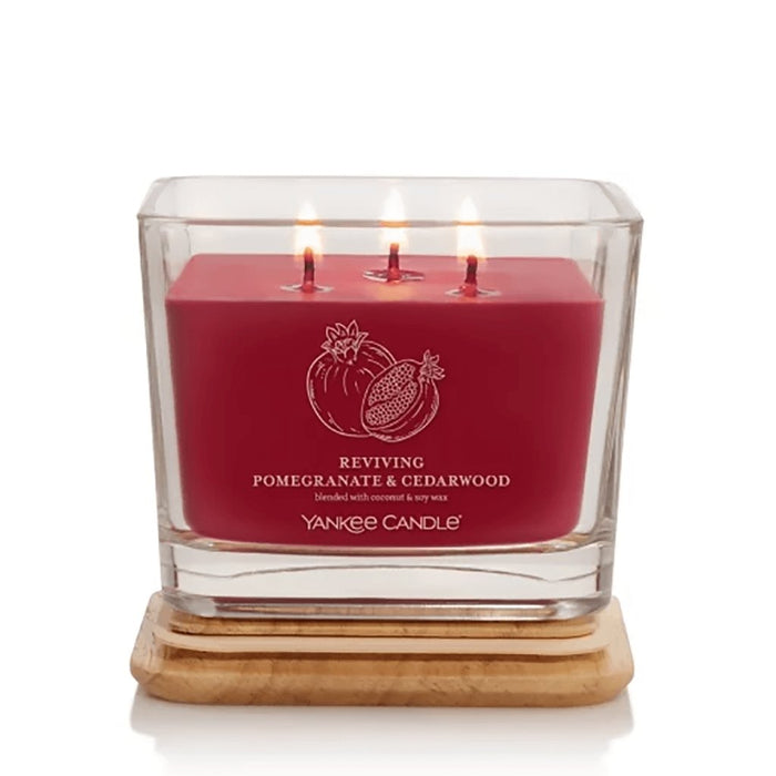 Yankee Candle : Well Living Collection - Medium Square Candle in Reviving Pomegranate & Cedarwood -